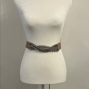 BCBGMaxAzria Tan Beaded Women's Belt